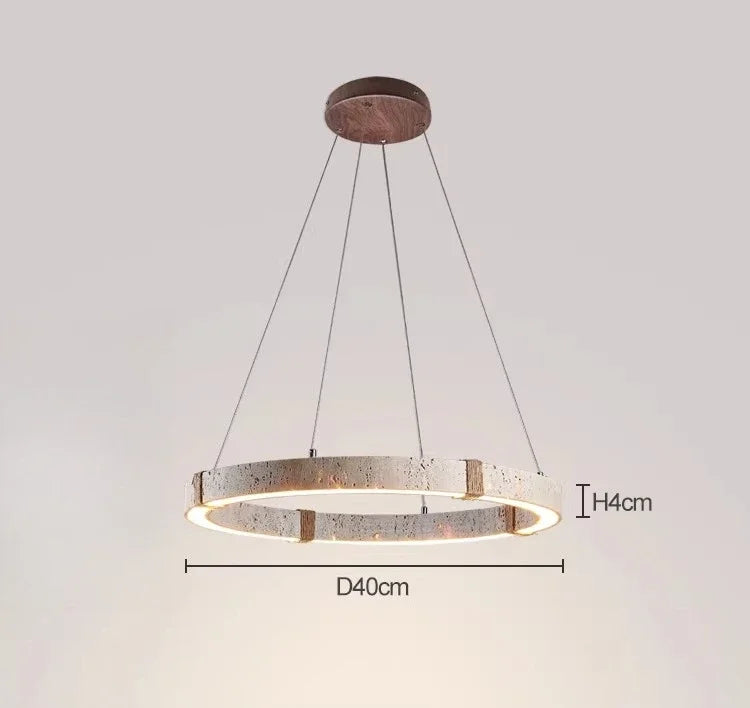 Travertine Chandelier – Modern Minimalist Dimmable LED for Dining Room, Living Room, Bedroom | Delphine Halo by Evenlyr