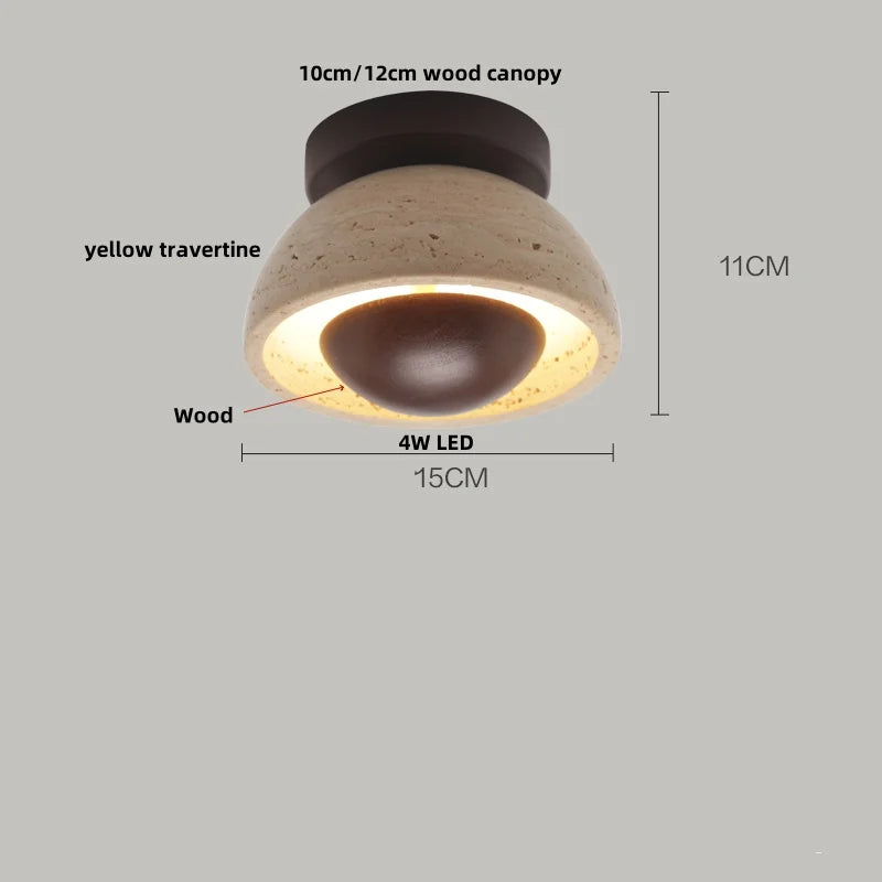 Ruelle Veil Globe Travertine Ceiling Light