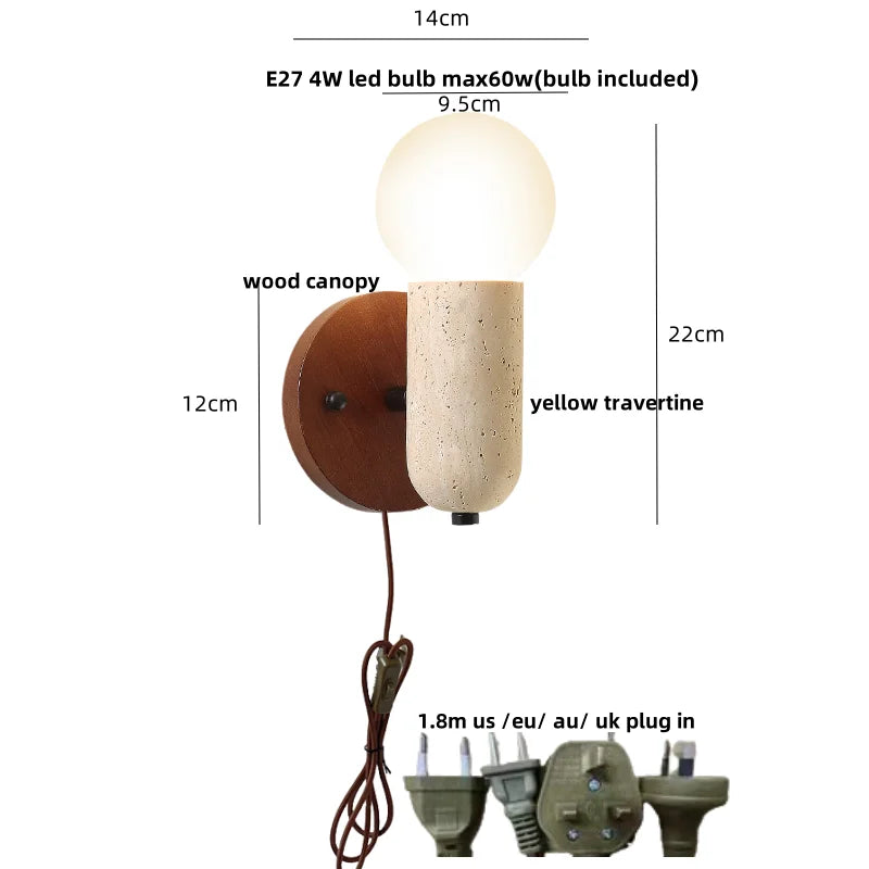 Evren Veil Travertine Wall Sconce – product view 7
