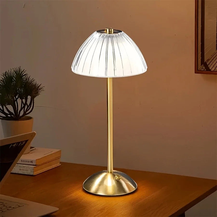 Crystal Table Lamp – Modern Minimalist Dimmable LED for Bedside, Restaurant Table, Hotel Room | Vesper Column by Evenlyr