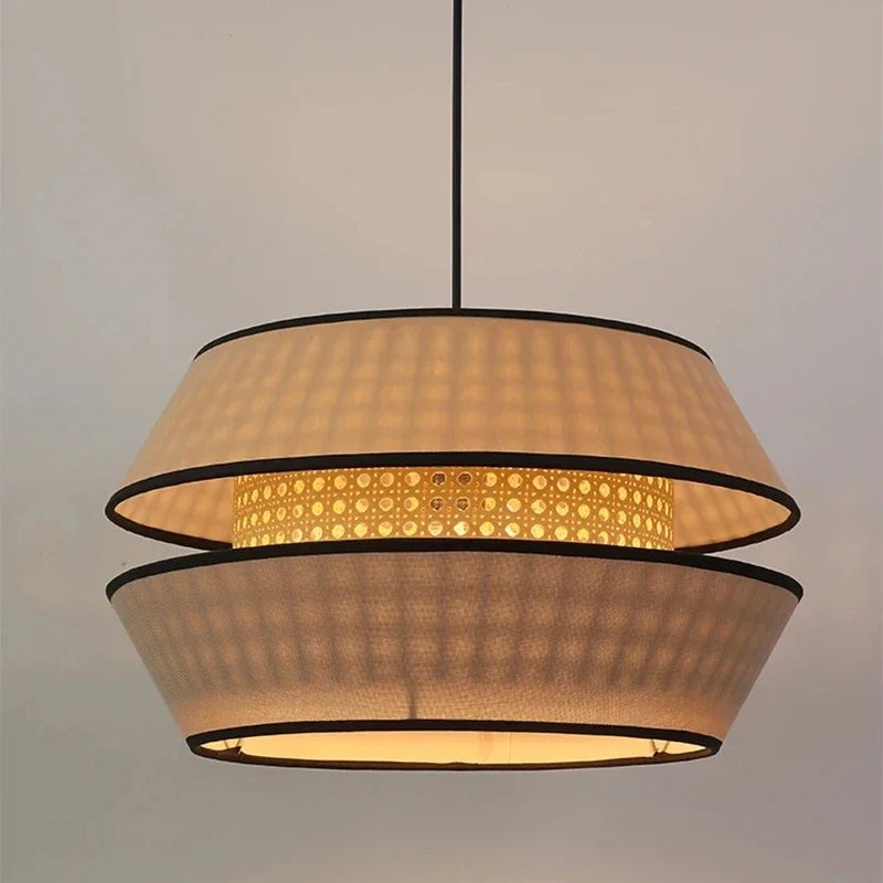 Rattan & Wood Pendant Light – Wabi-Sabi Japanese for Kitchen Island, Dining Room, Bedroom | Ilyra Dome by Evenlyr