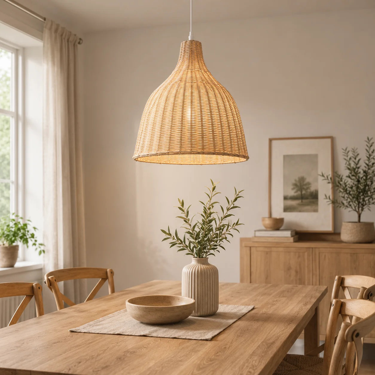 Kensley Bohemian Rattan Chandelier for Kitchen Island