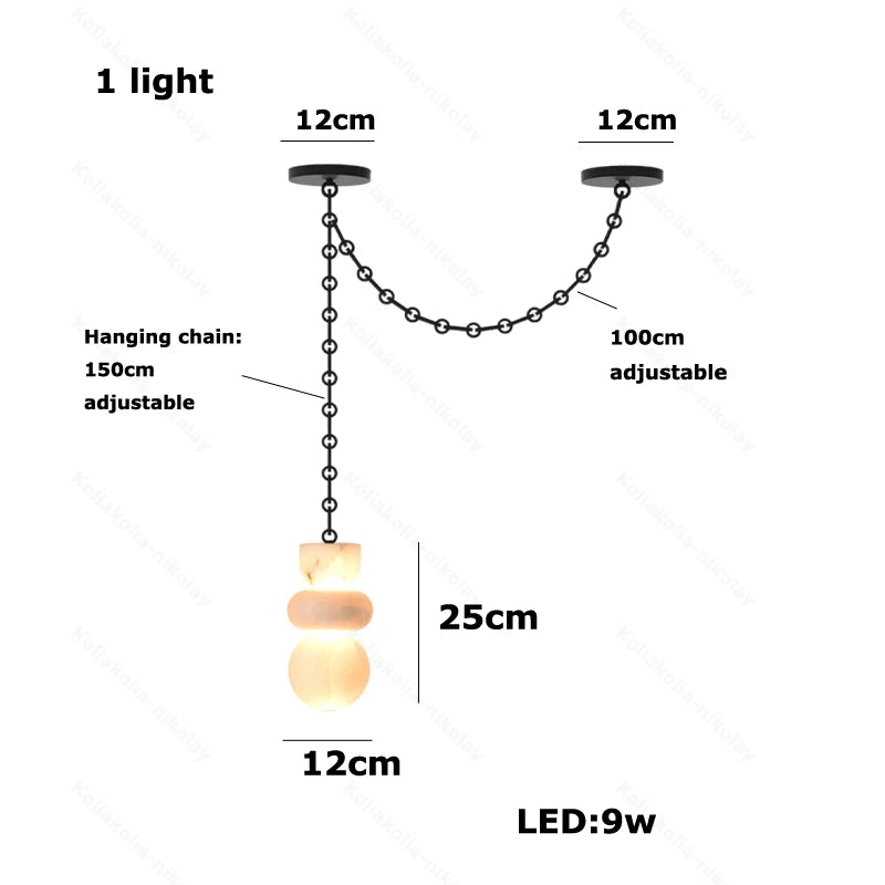 Alabaster & Marble Chandelier – Modern Dimmable LED for Living Room, Bedroom & Bedside | Maris Glow by Evenlyr