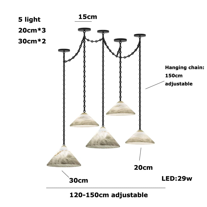 Alabaster & Marble Chandelier – Modern for Hallway & Entryway, Living Room, Dining Room & Kitchen | Lunara Orbit by Evenlyr