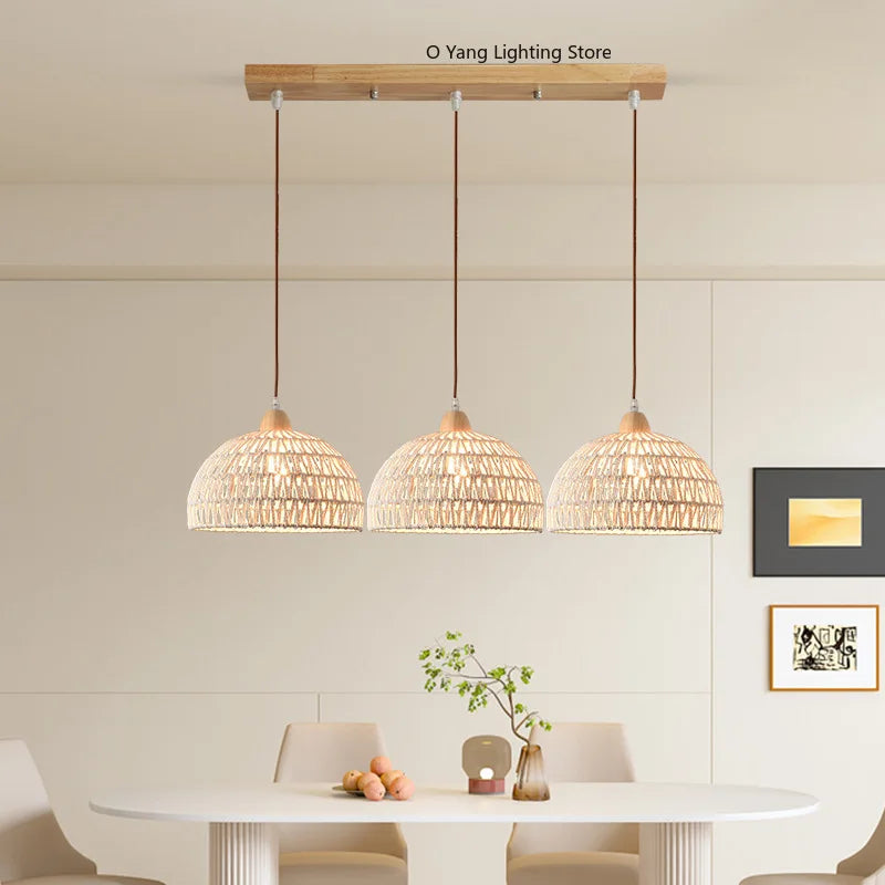 Quintara Wabi-Sabi Rattan Rope Pendant Light for Restaurant – Wood