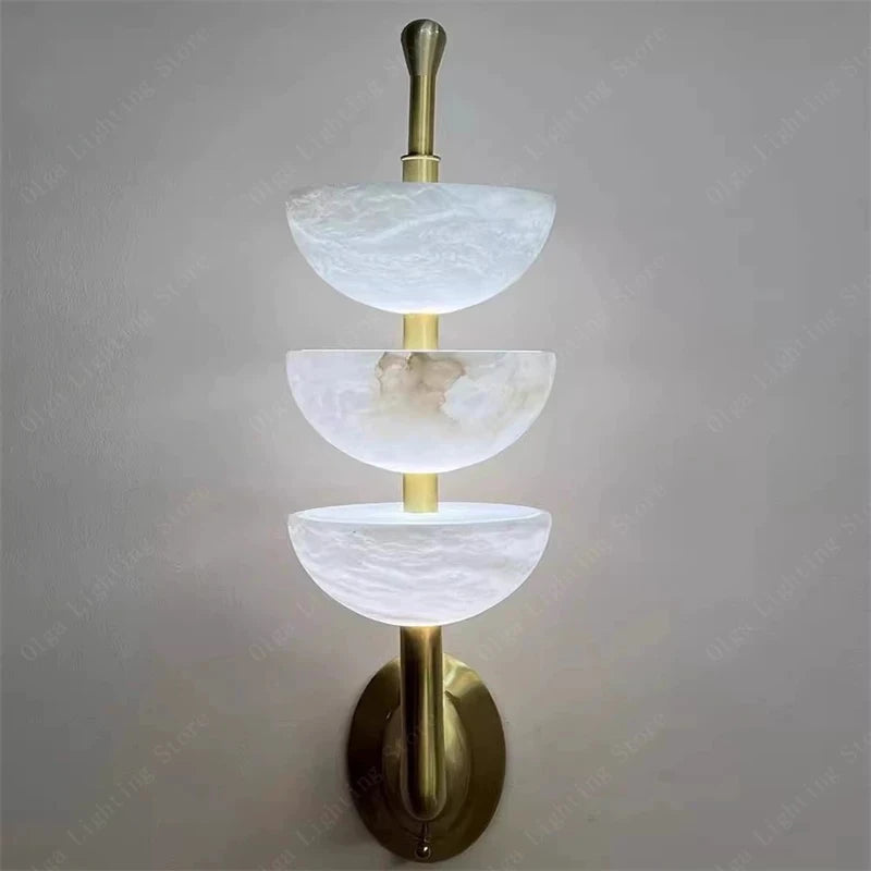Alabaster & Marble Chandelier – Art Deco Dimmable LED for Living Room, Bedroom, Dining Room | Lucienne Halo by Evenlyr