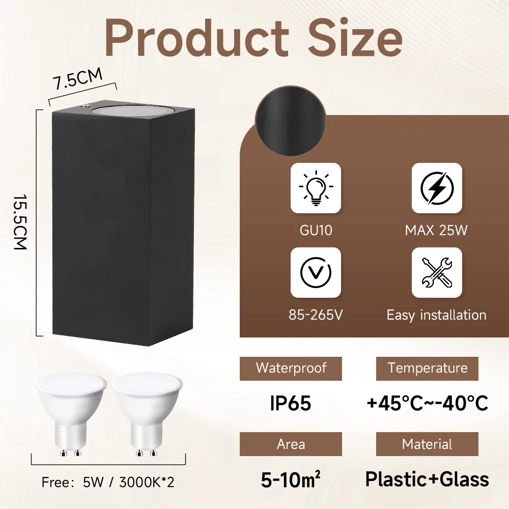Belluno GU10 Up-and-Down Outdoor Wall Light for Patio – IP65