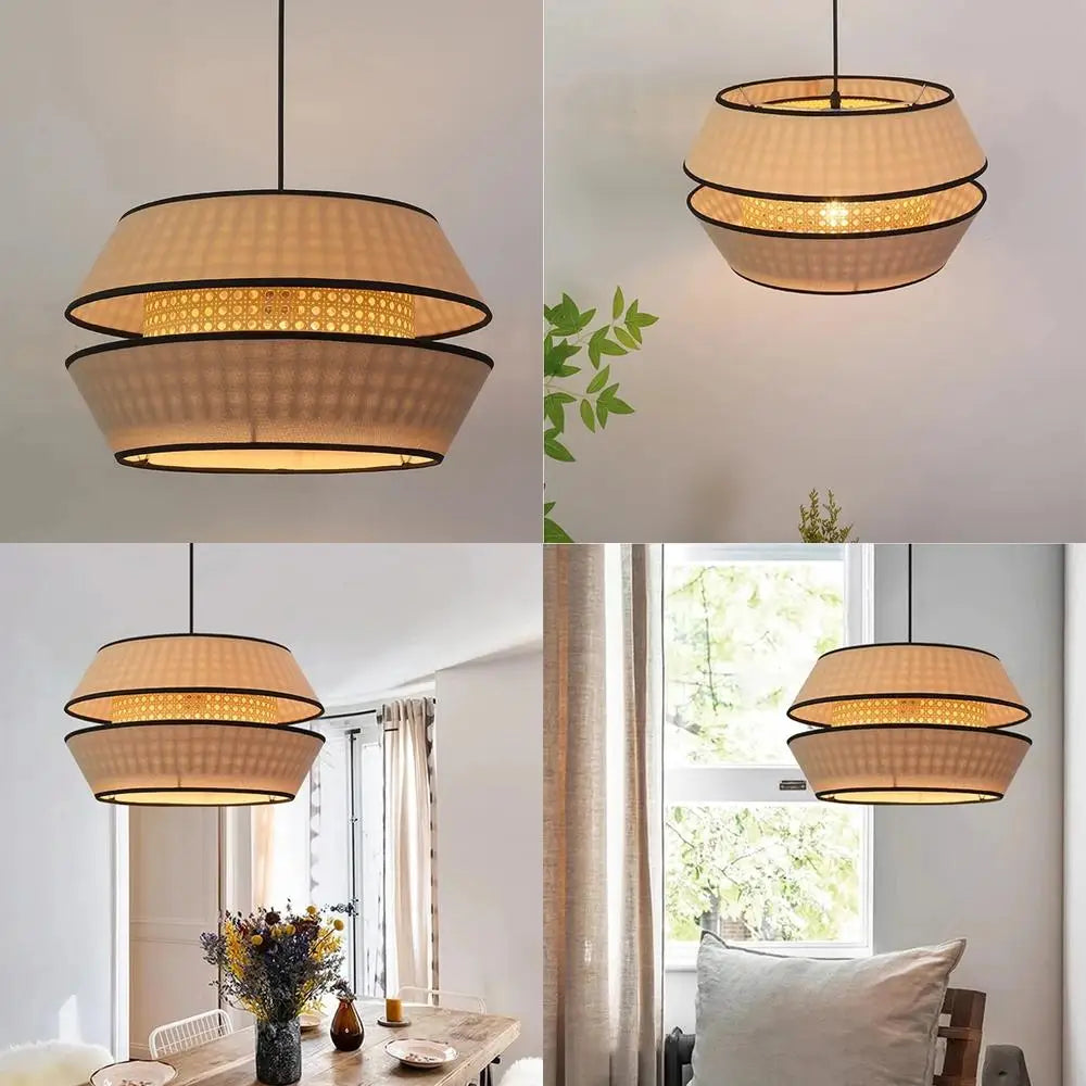 Rattan & Wood Pendant Light – Wabi-Sabi Japanese for Kitchen Island, Dining Room, Bedroom | Ilyra Dome by Evenlyr