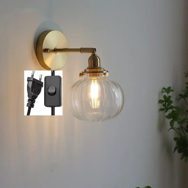 Glass Round Wall Sconce – Nordic Modern Plug-In for Bathroom, Bedroom & Bedside, Restaurant & Café | Amaya Orbit by Evenlyr