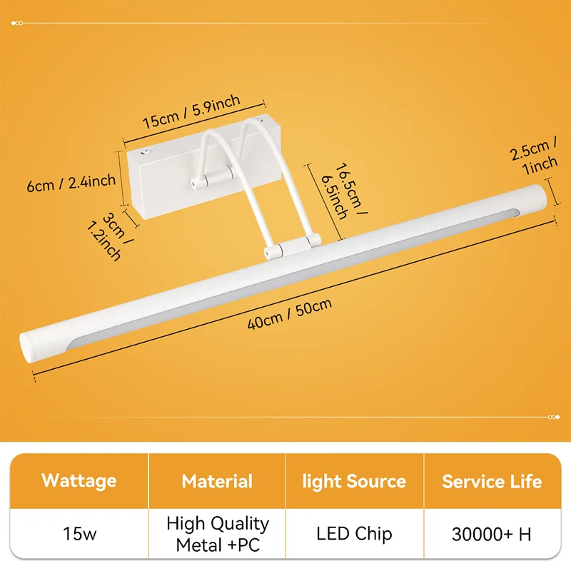 Aurelia 15W IP65 Bathroom Mirror Light – 40/50cm