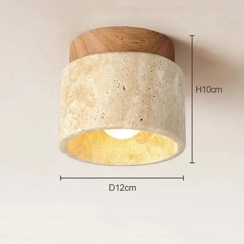 Travertine Flush Mount Ceiling Light – Wabi-Sabi for Hallway & Entryway, Hotel & Hospitality | Maris Halo by Evenlyr