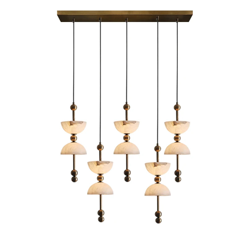 Alabaster & Marble Chandelier – Art Deco Dimmable LED for Living Room, Bedroom, Dining Room | Lucienne Halo by Evenlyr