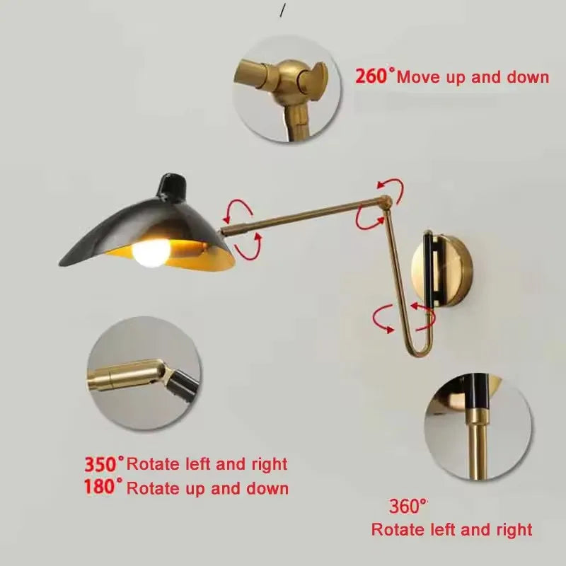 Metal Adjustable Swing-Arm Wall Sconce – Industrial Adjustable LED for Bedroom & Bedside, Living Room, Office & Study | Aveline Dome by Evenlyr