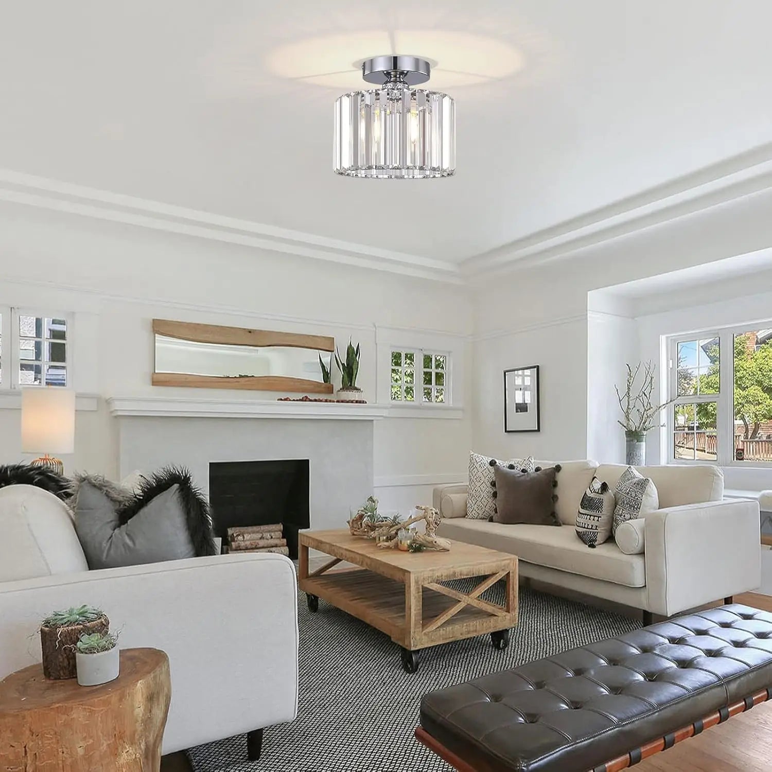 Orlena Crystal Flush Mount Ceiling Light for Bedroom – detail view 3