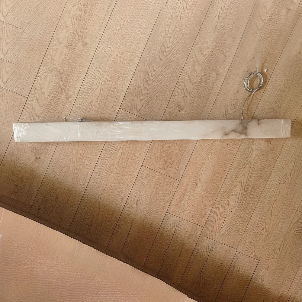 Merano Natural Marble Linear Chandelier for Kitchen Island – detail view 2