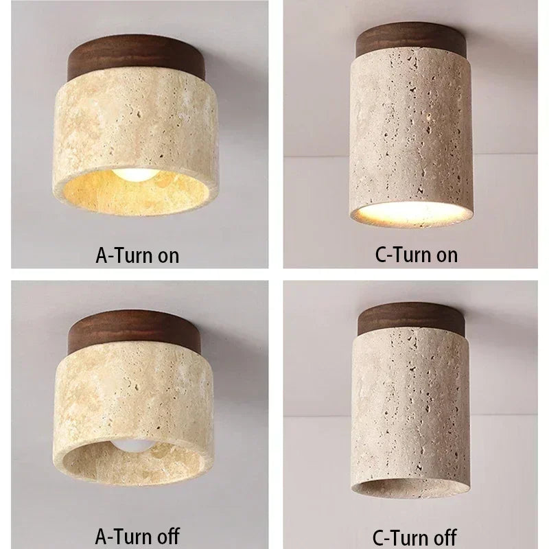 Floris Veil Travertine Ceiling Light – product view 4