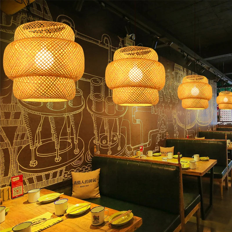 Tivoli Round Rattan Chandelier for Dining Room – Bamboo