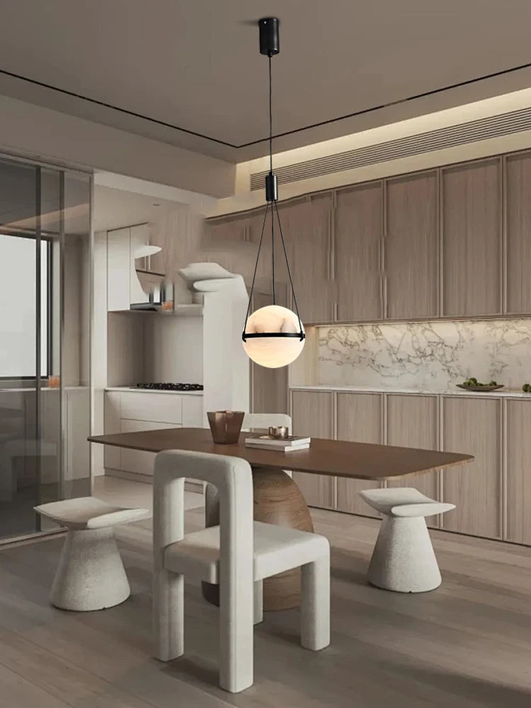 Alabaster & Marble Pendant Light – Modern Minimalist Dimmable LED for Kitchen Island, Dining Room, Restaurant | Aviana Line by Evenlyr