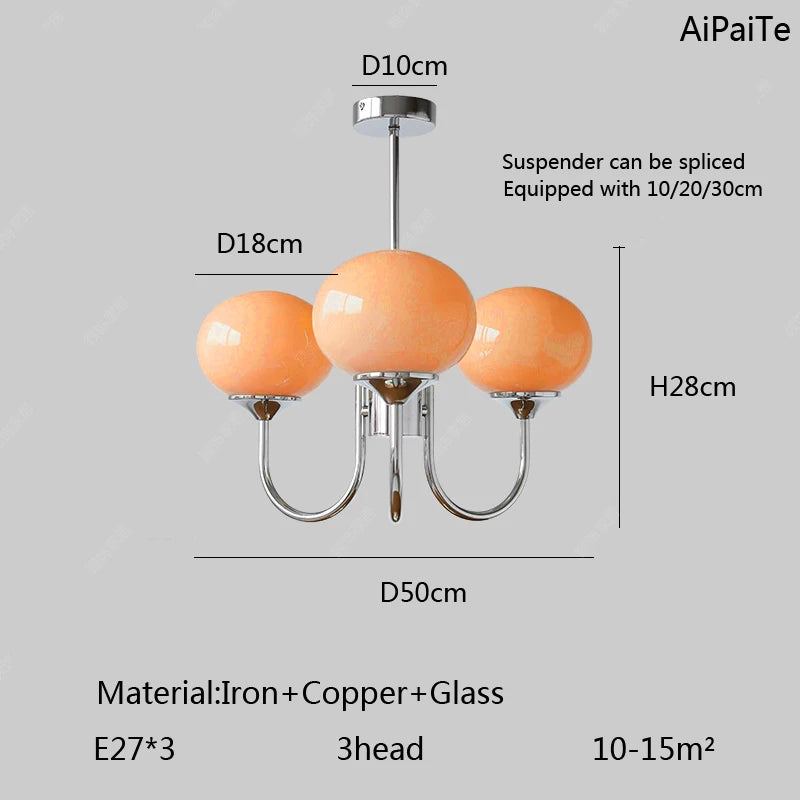 Liora Pink Bauhaus Glass Chandelier for Bedroom – Mid-Century