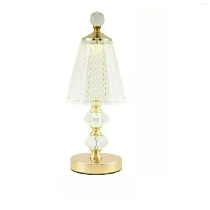 Crystal Table Lamp – Vintage Modern Cordless Rechargeable for Desk & Office, Bedside, Restaurant Table | Kaelis Cascade by Evenlyr