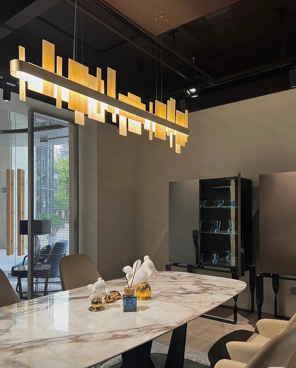 Orlena Dimmable Alabaster Linear Chandelier – detail view 3