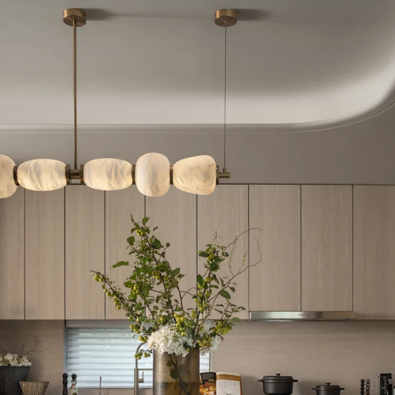 Alabaster & Marble Chandelier – Modern Minimalist for Dining Room, Living Room, Kitchen Island | Aurelia Line by Evenlyr