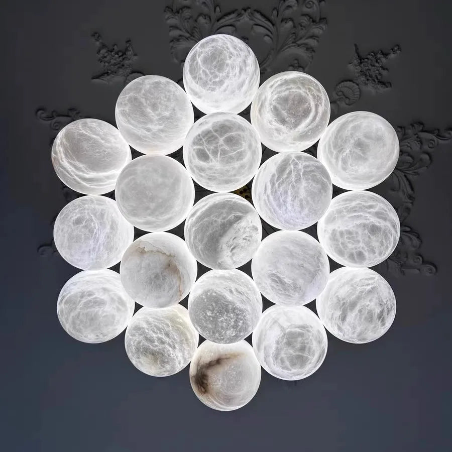 Alabaster & Marble Chandelier – Art Deco Dimmable LED for Living Room, Dining Room, Foyer | Bellara Line by Evenlyr