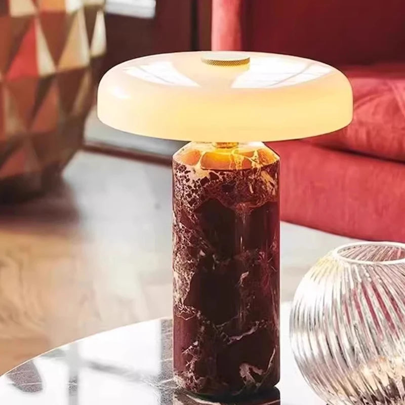 Marble & Glass Table Lamp – Modern Minimalist for Bedside, Restaurant Table, Desk & Office | Ophelia Grove by Evenlyr