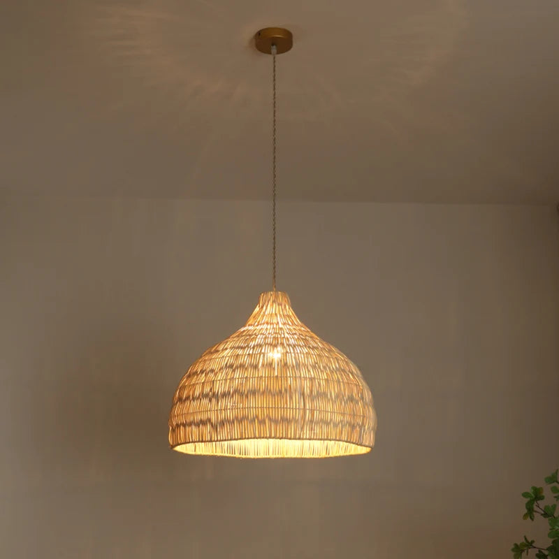 Rattan Pendant Light – Vintage Modern for Kitchen Island, Dining Room, Restaurant | Liora Beam by Evenlyr