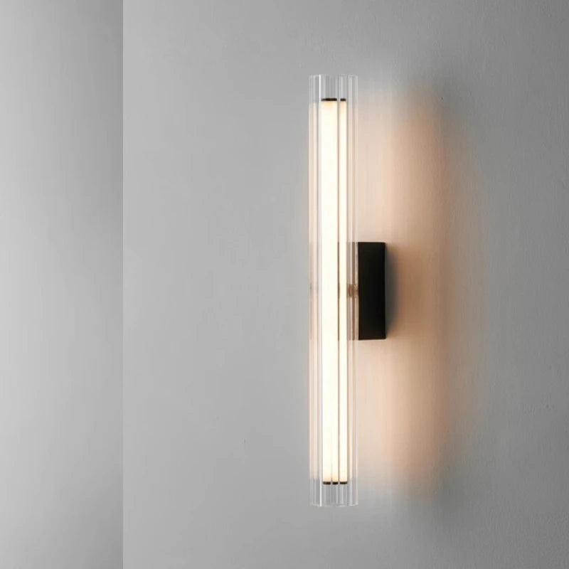 Glass Linear Wall Sconce – Nordic Minimalist Linear for Bedroom & Bedside, Living Room, Hotel & Hospitality | Isola Veil by Evenlyr