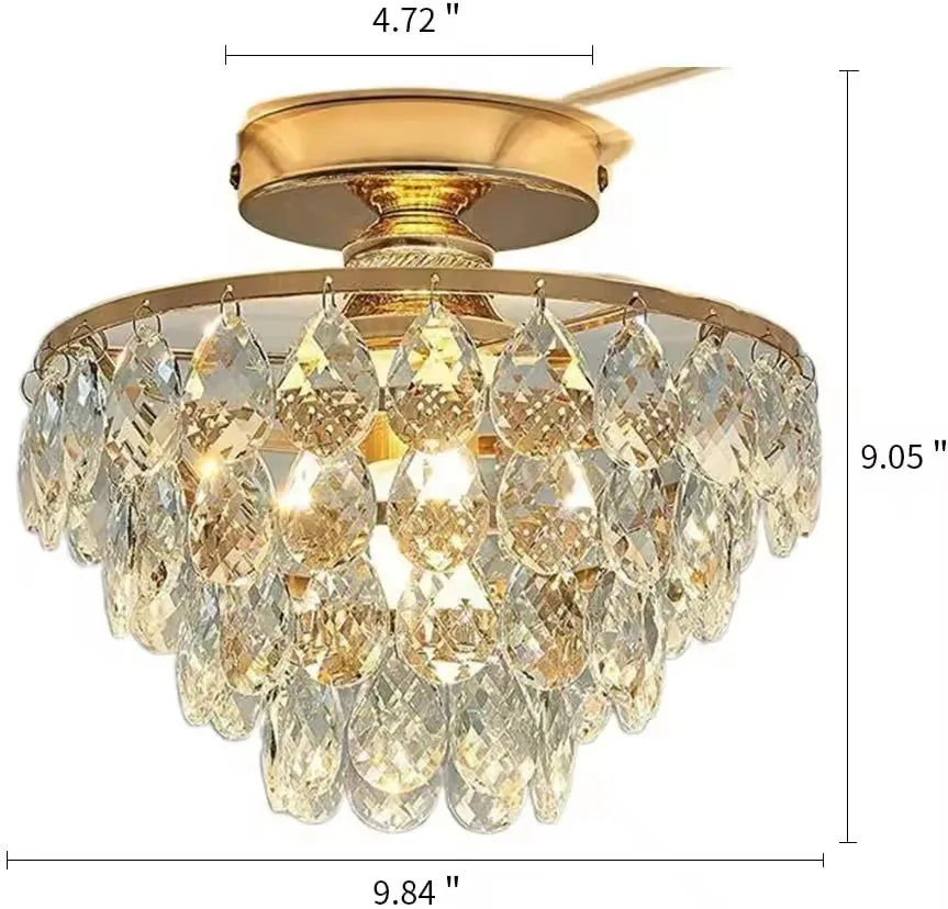 Firenze French Crystal Semi-Flush Ceiling Light for Hallway – detail view 8
