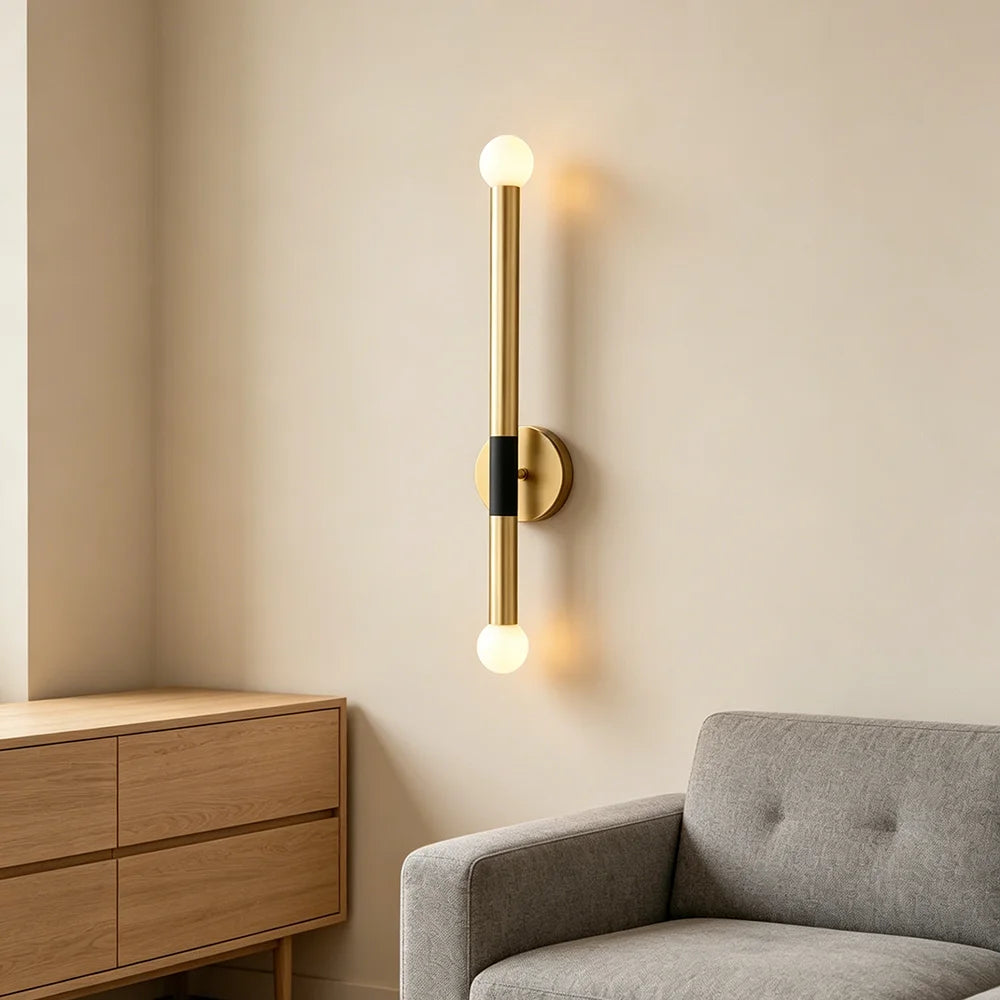 Brass Wall Sconce Modern LED Wall Lamp with Glass Shade for Bedroom Bathroom Vanity – detail view 3