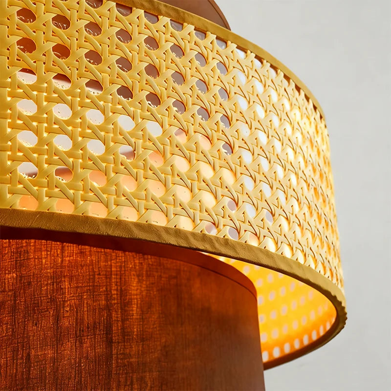 Rattan & Fabric Chandelier – Vintage Modern for Dining Room, Living Room, Kitchen Island | Coralie Dome by Evenlyr