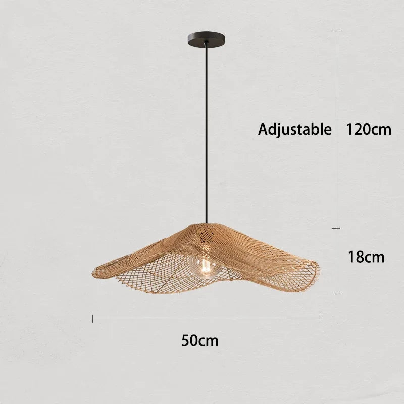 Juniper Straw-Hat Rattan Pendant Light for Cafe – Vintage