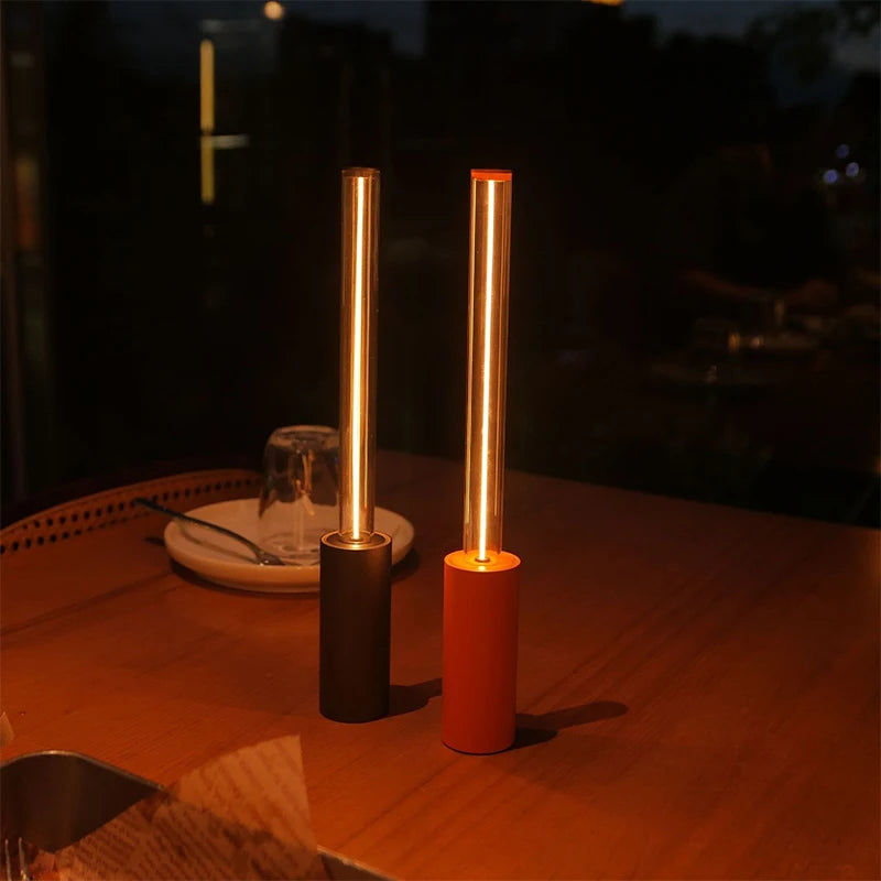 Glass Table Lamp – Modern Minimalist Cordless Rechargeable for Bedside, Desk & Office, Restaurant Table | Jessamine Cascade by Evenlyr