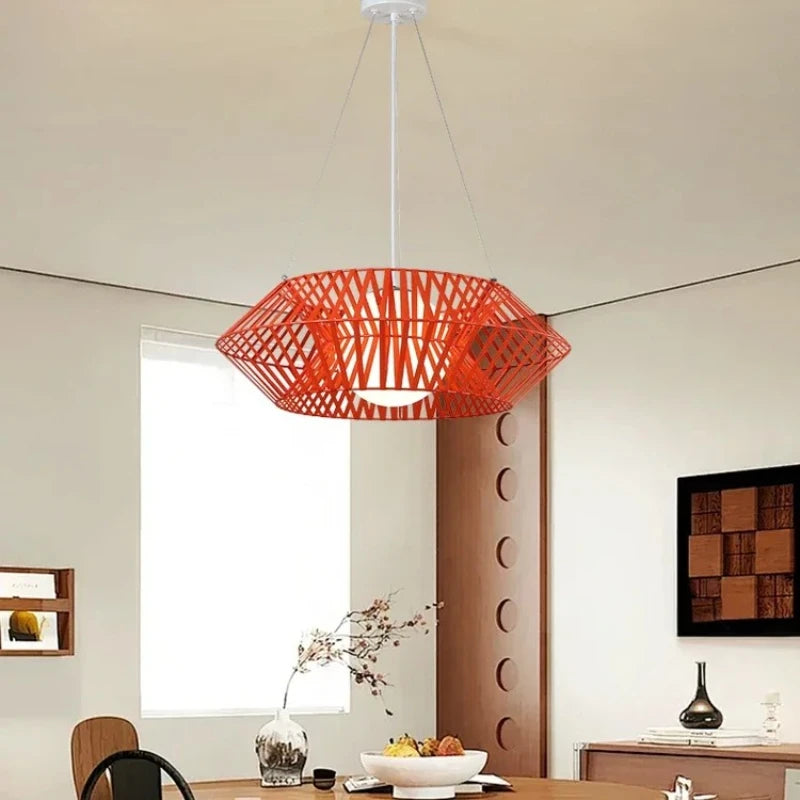 Rattan Chandelier – Wabi-Sabi Japanese Dimmable LED for Dining Room, Bedroom, Living Room | Celeste Orbit by Evenlyr