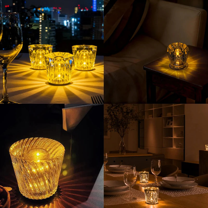 Crystal Table Lamp – Modern Minimalist Cordless Rechargeable for Bedside, Restaurant Table, Hotel Room | Liora Grove by Evenlyr
