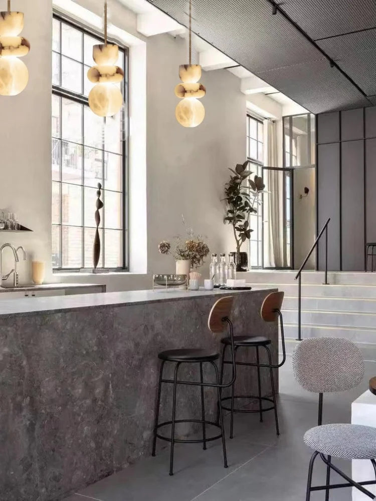Alabaster & Marble Pendant Light – Nordic Minimalist for Living Room | Lunara Line by Evenlyr