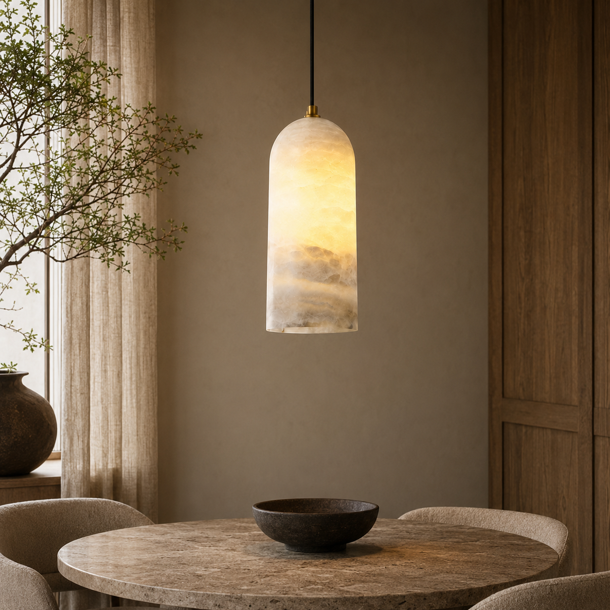 Alba Trace Natural Stone Pendant Light in an additional premium lifestyle setting