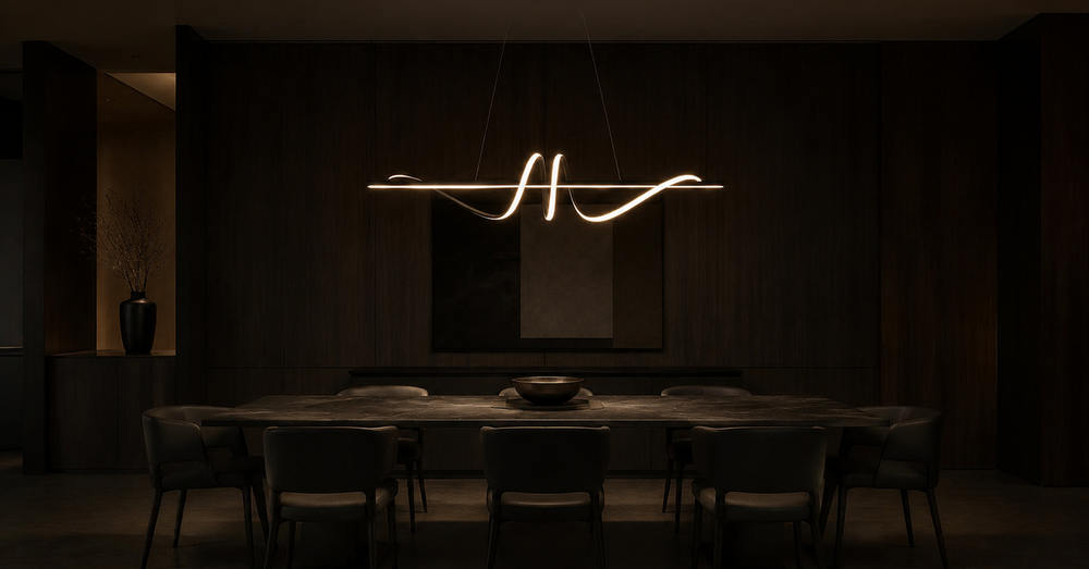 Ayla Orbit Dimmable Linear Kitchen Island Pendant Light luxury lifestyle landscape
