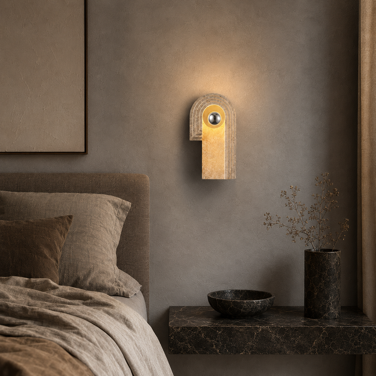 Cyrene Halo Modern Metal Wall Sconce in an additional premium lifestyle setting