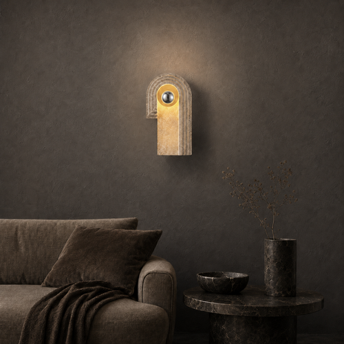 Cyrene Halo Modern Metal Wall Sconce in a brighter premium lifestyle interior