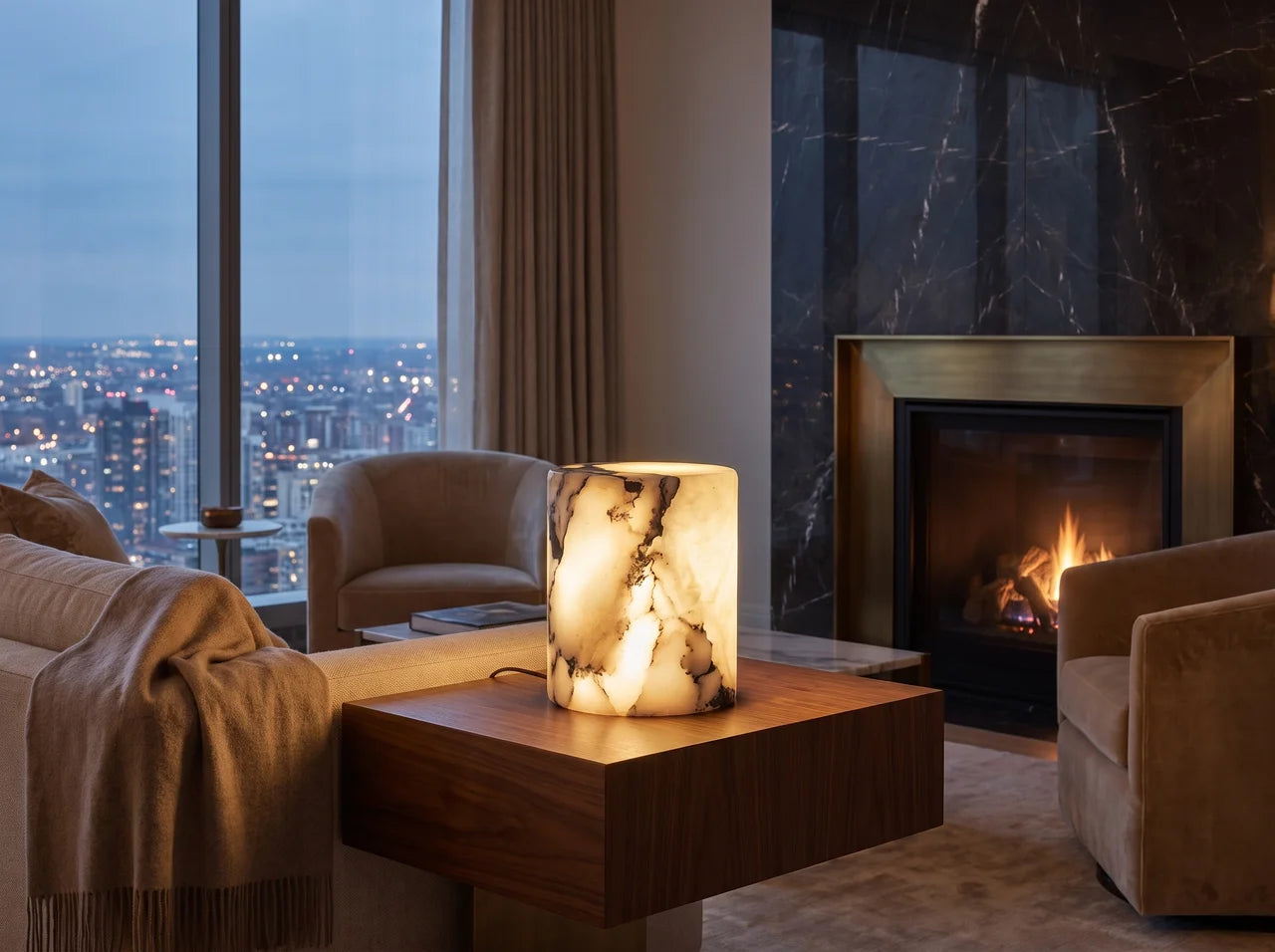 Alba Trace Faux Stone Table Lamp – Touch Control – product detail 4
