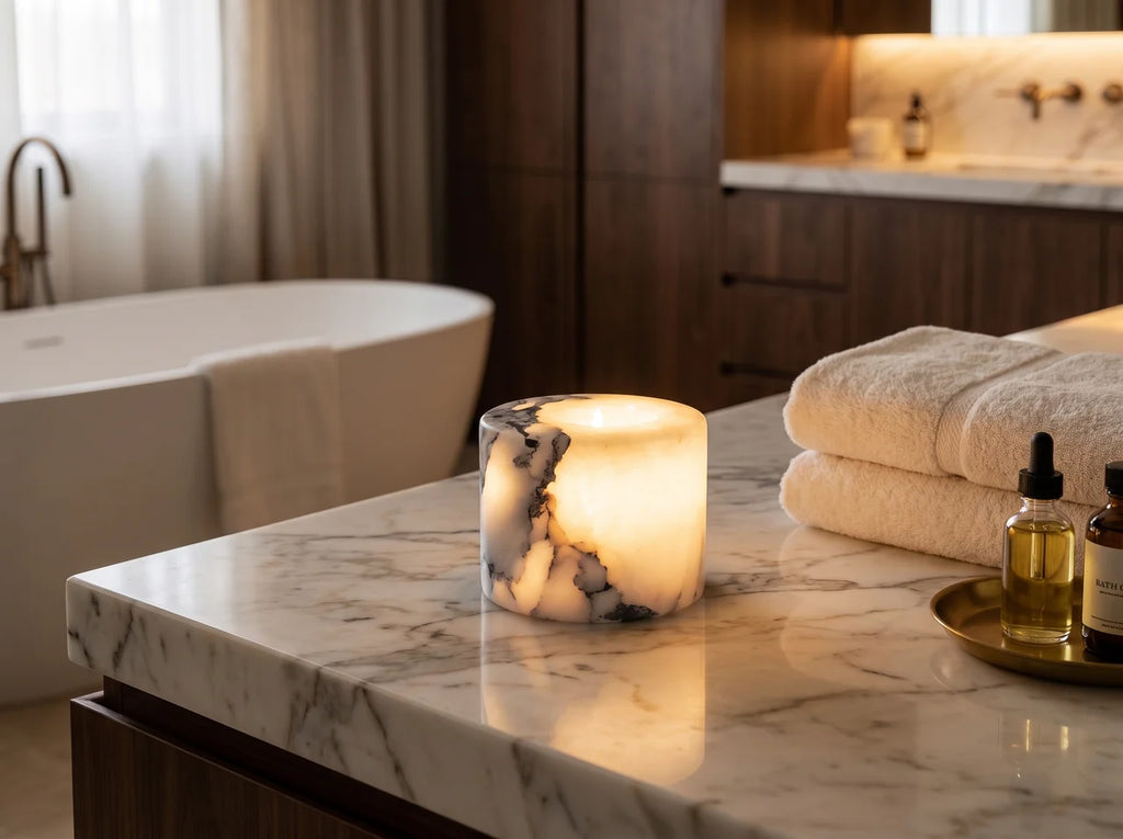 Alba Trace Faux Stone Table Lamp – Touch Control – product detail 3