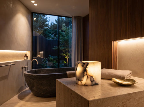 Alba Trace Faux Stone Table Lamp – Touch Control – product detail 2