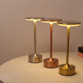 Rechargeable metal table lamps in silver copper and gold