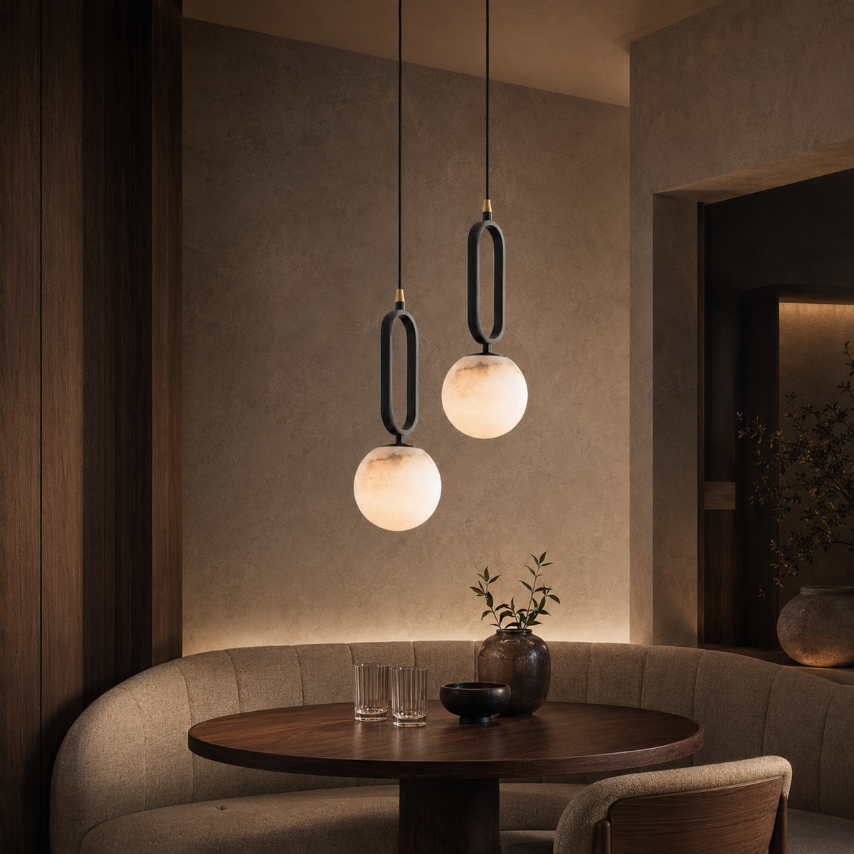 Neris Veil Sculptural Marble Pendant Light in an additional premium lifestyle setting
