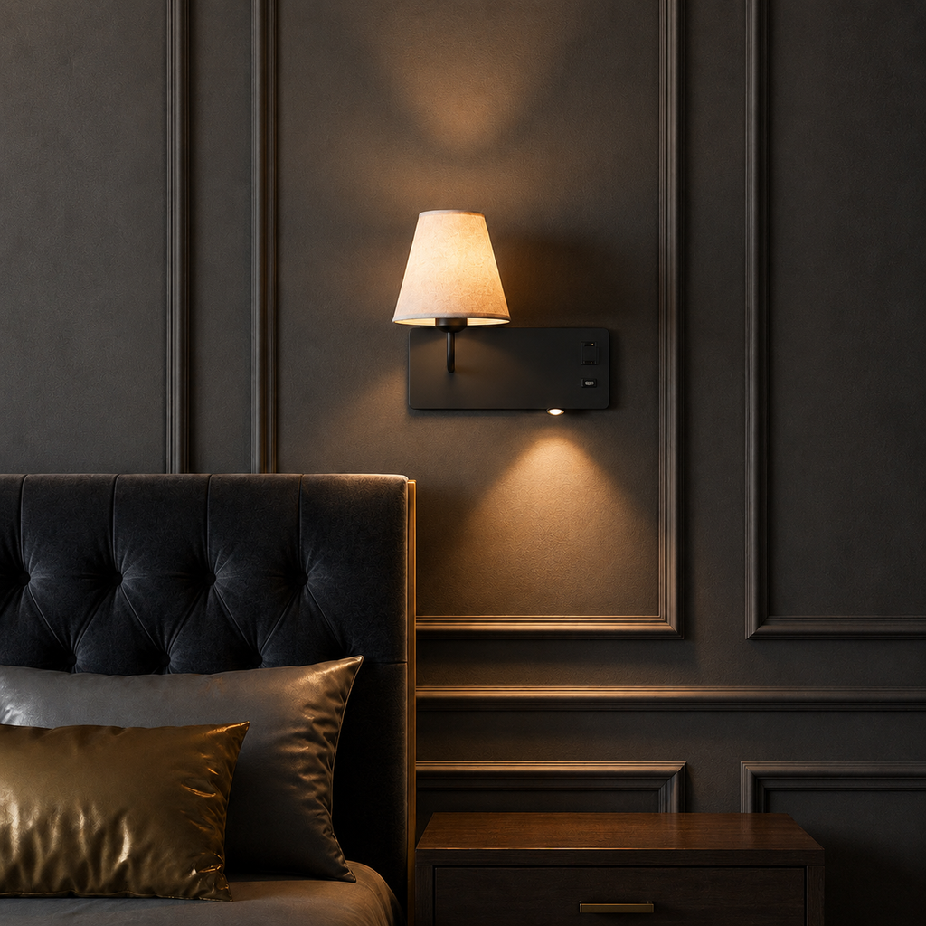 Orlena Veil Directional Bedside Wall Sconce in a brighter premium lifestyle interior