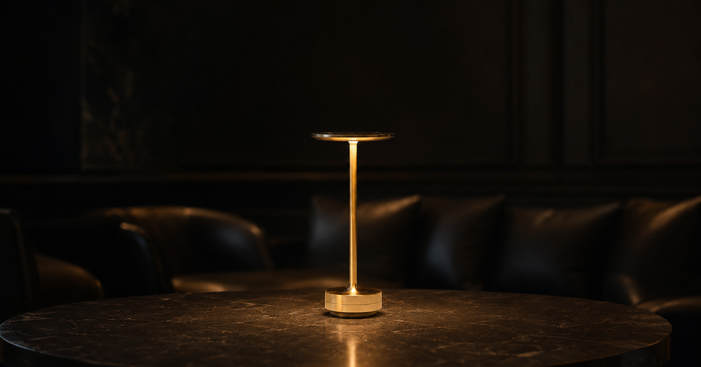 Perrin Contour Rechargeable Table Lamp luxury lifestyle landscape