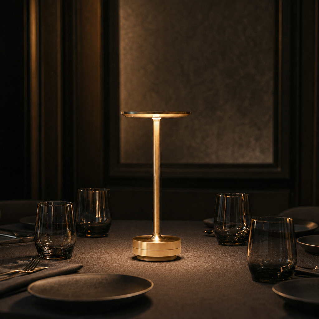Perrin Contour Rechargeable Table Lamp in a brighter premium lifestyle interior
